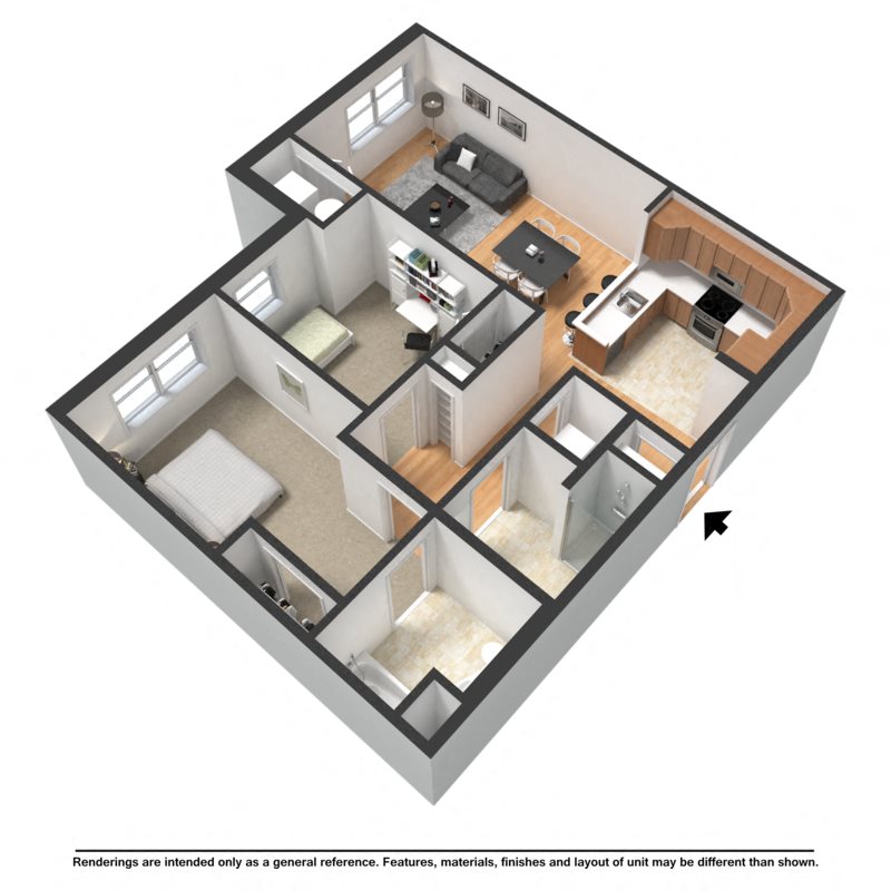 Two bedroom, two bathroom